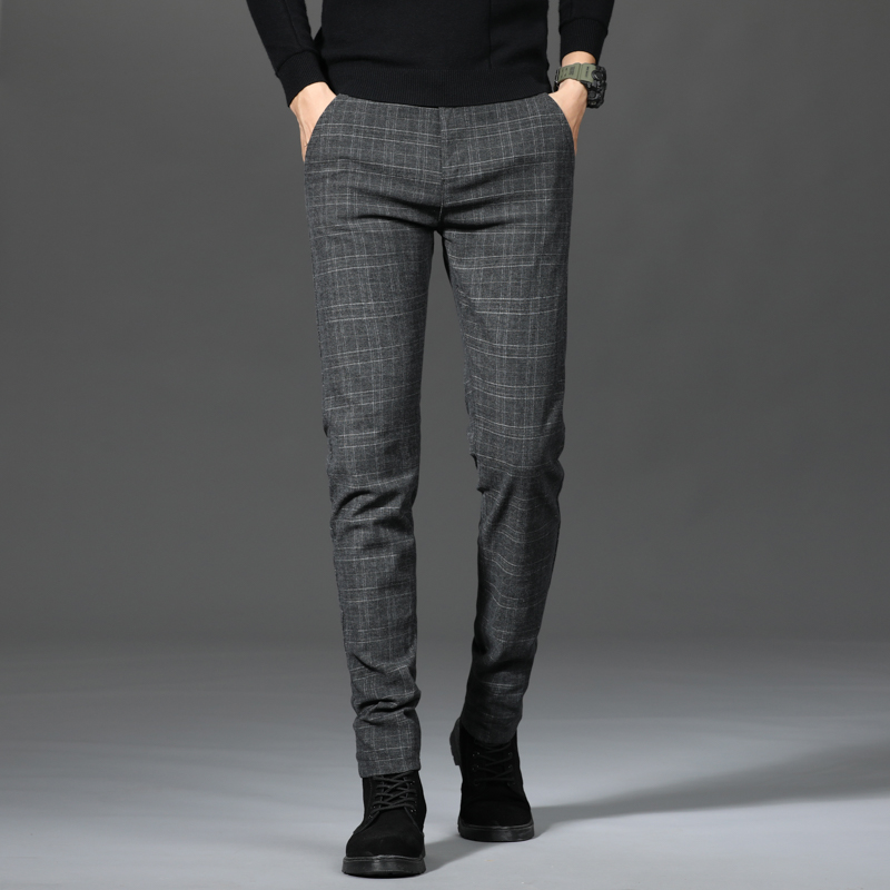 Men's casual pants autumn and winter loose tight straight tube slim youth warm winter men's pants wear outside to work