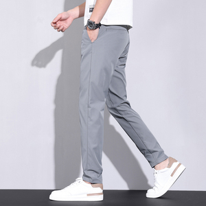 夏季新款冰丝九分休闲裤男宽松直筒韩版商务小西裤男裤子C564-P40图片