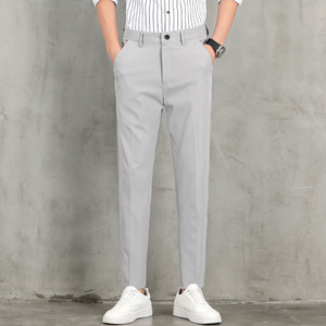 2024春夏男士休闲文艺西裤男黑色青少年男装商务裤子X8088p35外贸图片