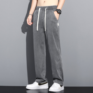 1048-P45春夏休闲阔腿男青少年宽松潮冰丝莱赛尔运动拖地裤子