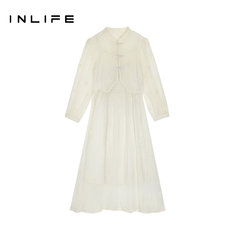 inlife国风吊带气质连衣裙两件套