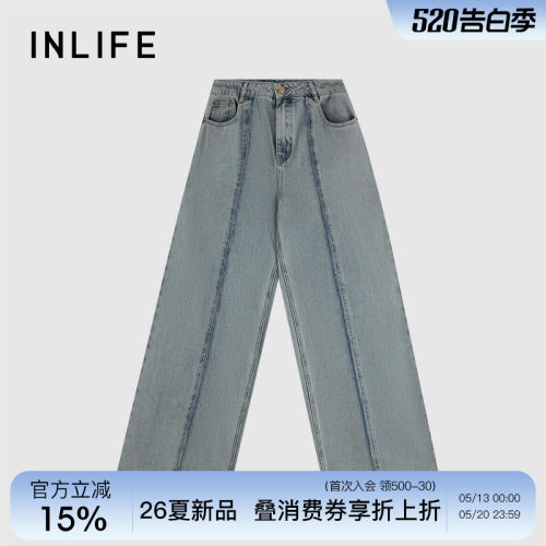 伊纳芙美式宽松牛仔裤休闲阔腿裤