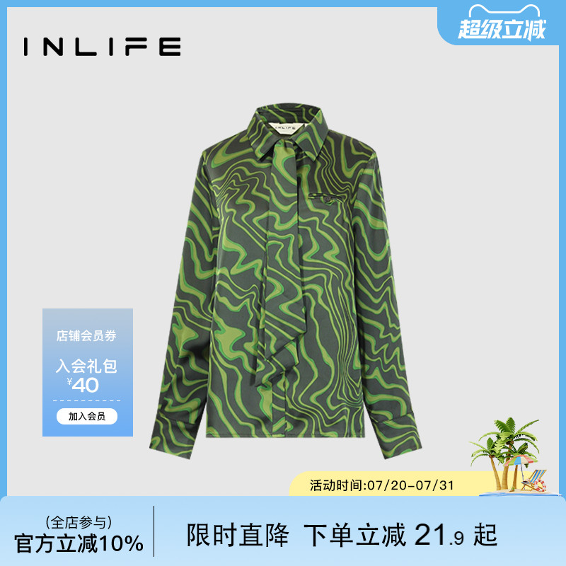 inlife法式复古印花衬衫女