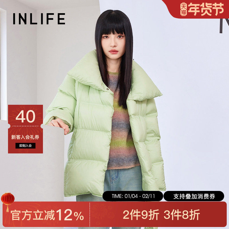 伊纳芙时尚翻领保暖鸭绒羽绒服女冬季新款高级宽松厚款面包服外套,女装/女士精品,羽绒服,淘宝优惠券,粉丝福利购,淘宝优惠卷