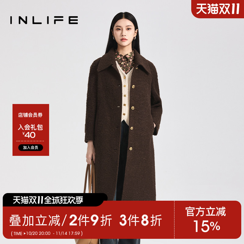 inlife中长款双面毛呢大衣