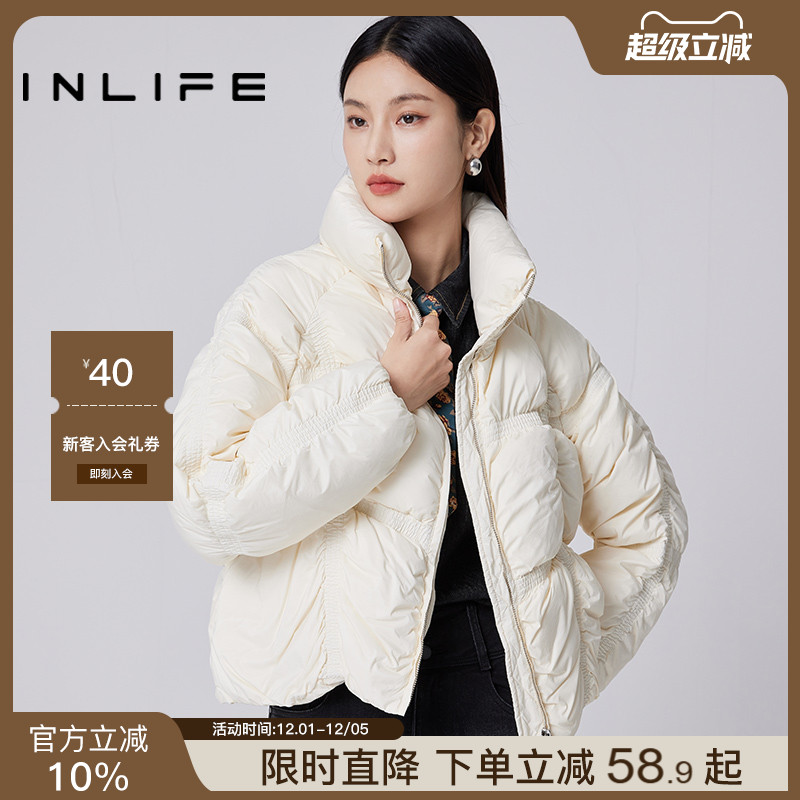 伊纳芙时尚宽松短款羽绒服