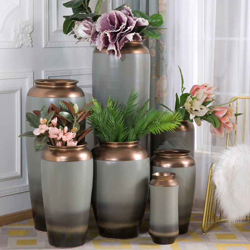 景德镇陶瓷落地花瓶陶罐客厅大号插花花器现代简约橱窗装饰品摆件