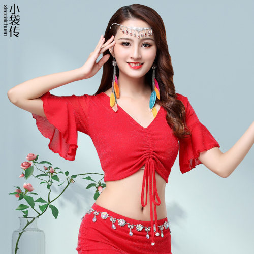 肚皮舞上衣性感新款练功服女初学者性感上装2024东方舞蹈服装夏季