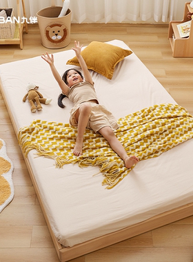 九伴乐高高地台床蒙氏儿童床榉木实木床男女孩榻榻米单人床地板床