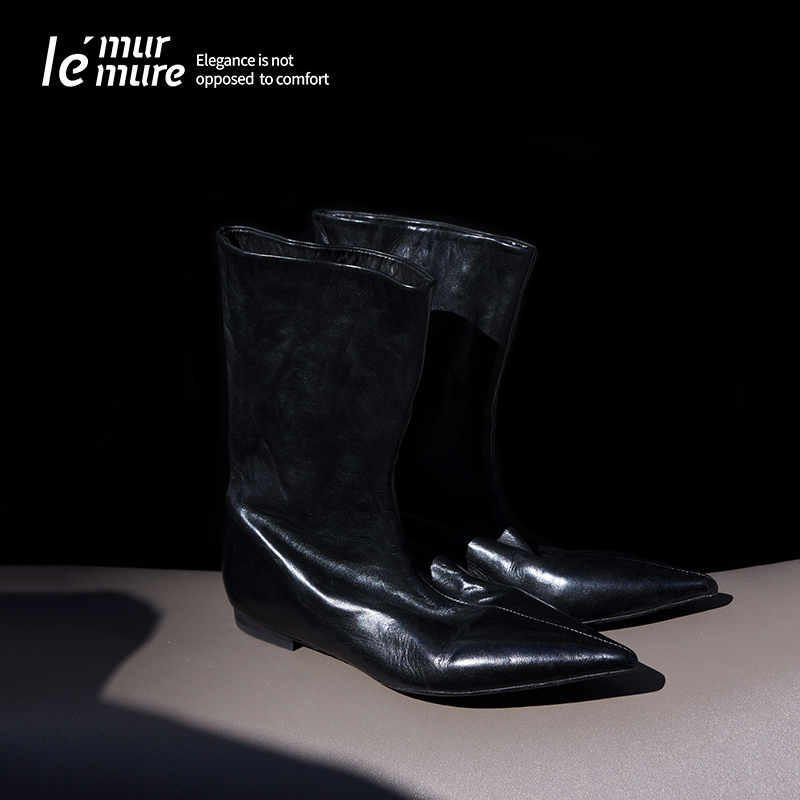 Le'Murmure水洗马皮尖头时装靴