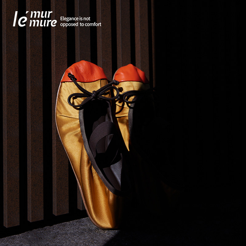 Le' Murmure 落日金晖 重绉真丝BABY羊皮 意式平底美学芭蕾舞鞋女