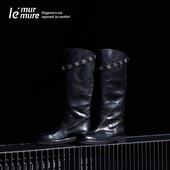 Punk徽章骑士靴水洗马皮靴 Easy Murmure 星月神话·荃铜浮雕