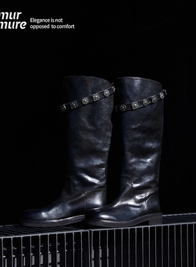 Le' Murmure 星月神话·荃铜浮雕 Easy Punk徽章骑士靴水洗马皮靴