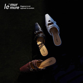 真皮手工穆勒拖鞋 胎水牛皮 植鞣手抓纹褶皱水洗 外穿 Murmure