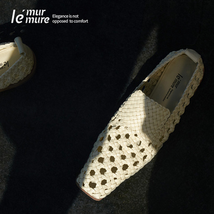 镂空单鞋 女春夏新款 原创纯手工编织小众时髦吸烟鞋 女 Murmure