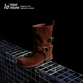 原创设计进口真皮手工靴子麂皮短靴女 牛反绒 Murmure 呼吸