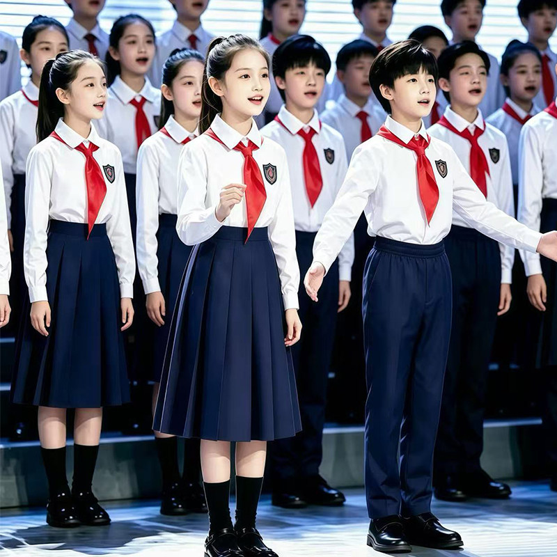 元旦儿童合唱爱国诗歌朗诵演出服男女童初中小学生演讲比赛礼服装