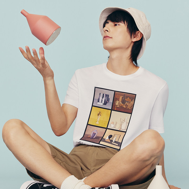 三枪短袖t恤男纯棉印花圆领夏季潮流舒适吸丝感棉白色情侣短袖女