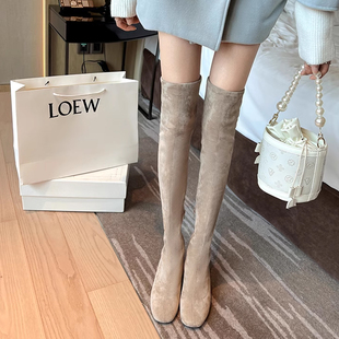 过膝靴长靴女2026春秋季 弹力高筒靴小个子增高粗跟瘦瘦高跟靴 新款