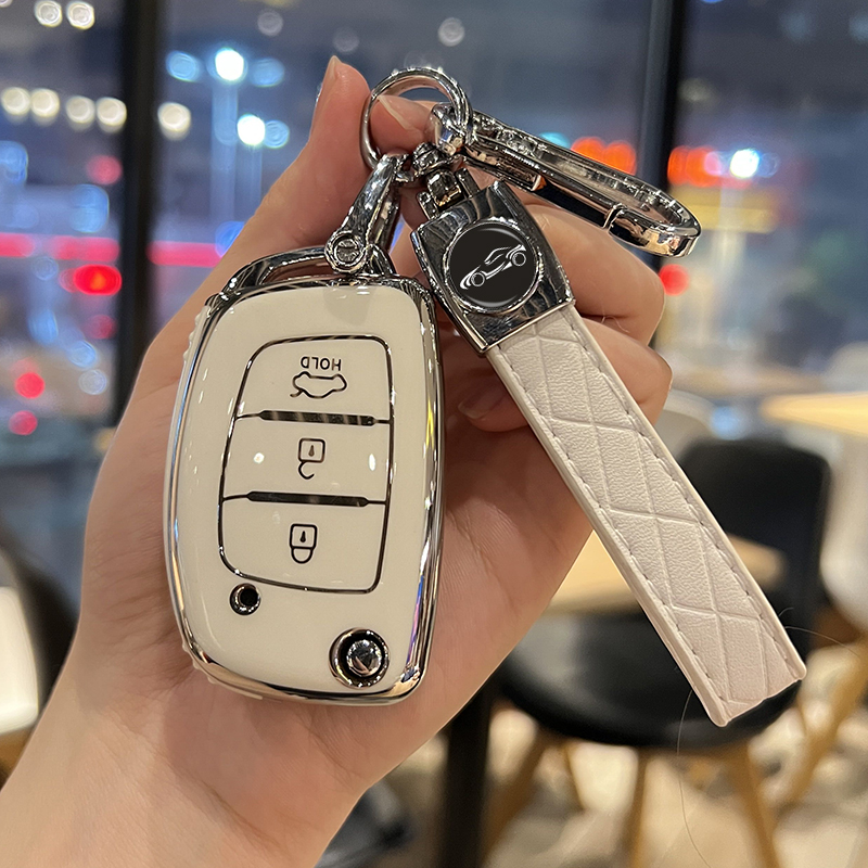 北京现代领动汽车钥匙套名图ix35悦纳索纳塔朗动ix25胜达包壳扣女