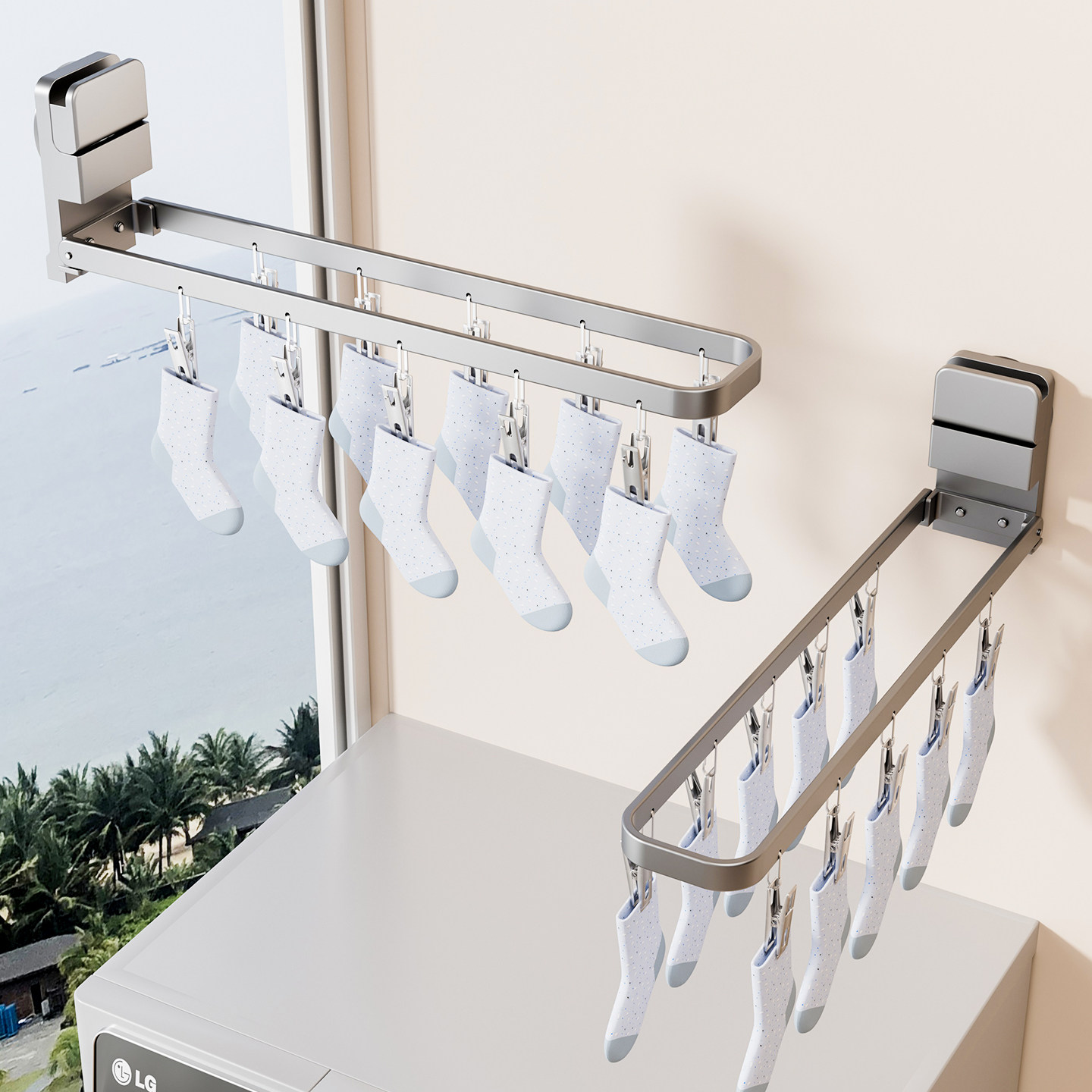 吸盘袜子晾晒架免打孔多夹子阳台室内家用挂内衣裤折叠晒袜子神器,收纳整理,多夹子晾衣架,淘宝优惠券,粉丝福利购,淘宝优惠卷