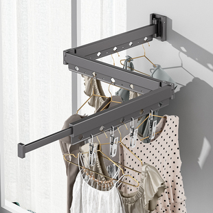 隐形晾衣架免打孔阳台壁挂折叠晾衣杆室外晾晒架家用伸缩晾衣神器