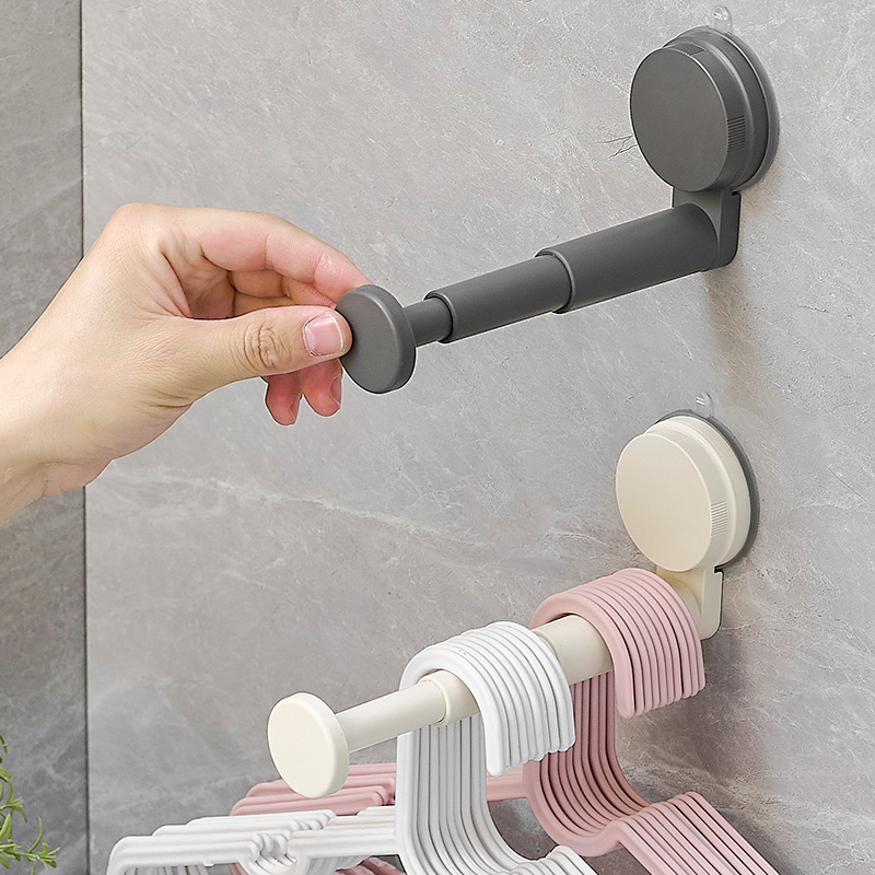 吸盘衣架收纳神器多功能伸缩杆