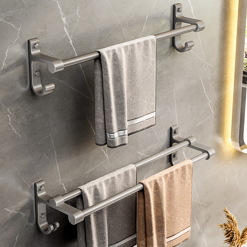 免打孔卫生间枪灰毛巾架