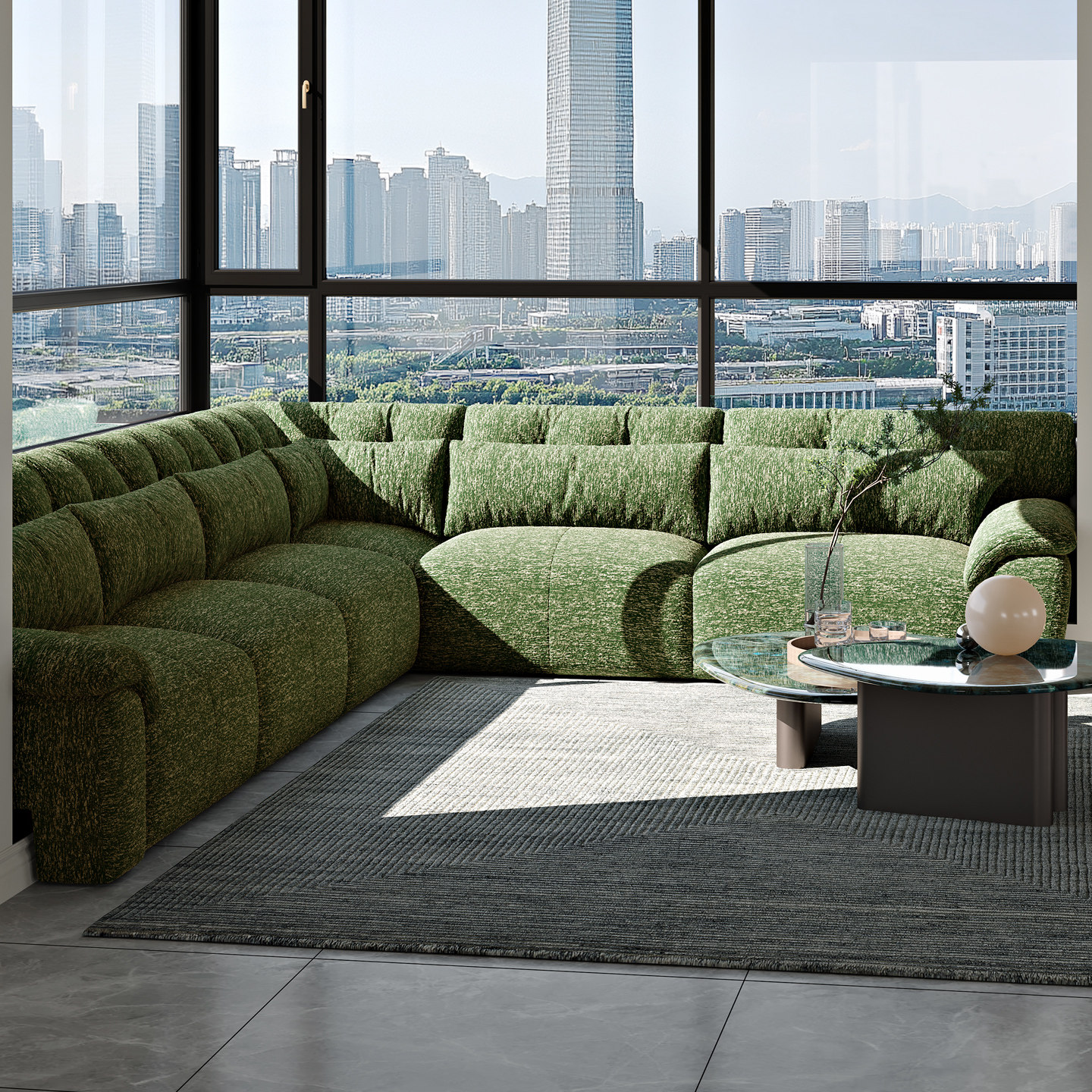 飘窗改造神器高级轻奢客厅主卧室窗台定制贝果沙发一体坐靠垫