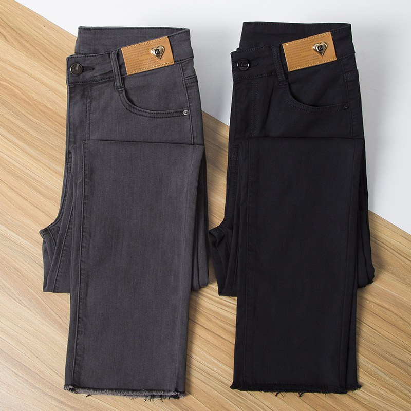 小个子灰色黑色烟管直筒牛仔裤女2025秋冬季新款高腰八九分裤子,女装/女士精品,牛仔裤,淘宝优惠券,粉丝福利购,淘宝优惠卷