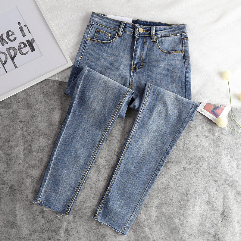 春秋八分牛仔裤女小脚裤高腰小个子新款女九分牛仔裤潮
