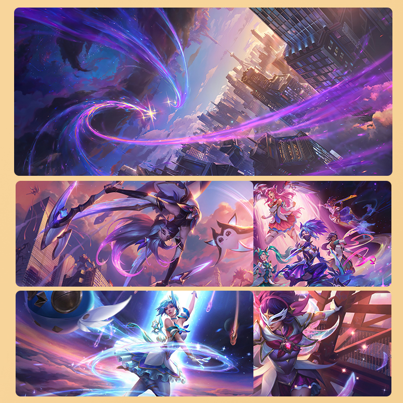 lol鼠标垫星之守护者阿狸阿卡丽金克斯电竞游戏桌垫男生定制加厚