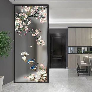 轻奢钢化玻璃现代简约屏风厕所卫生间入户隔断墙定制浴室半墙遮挡