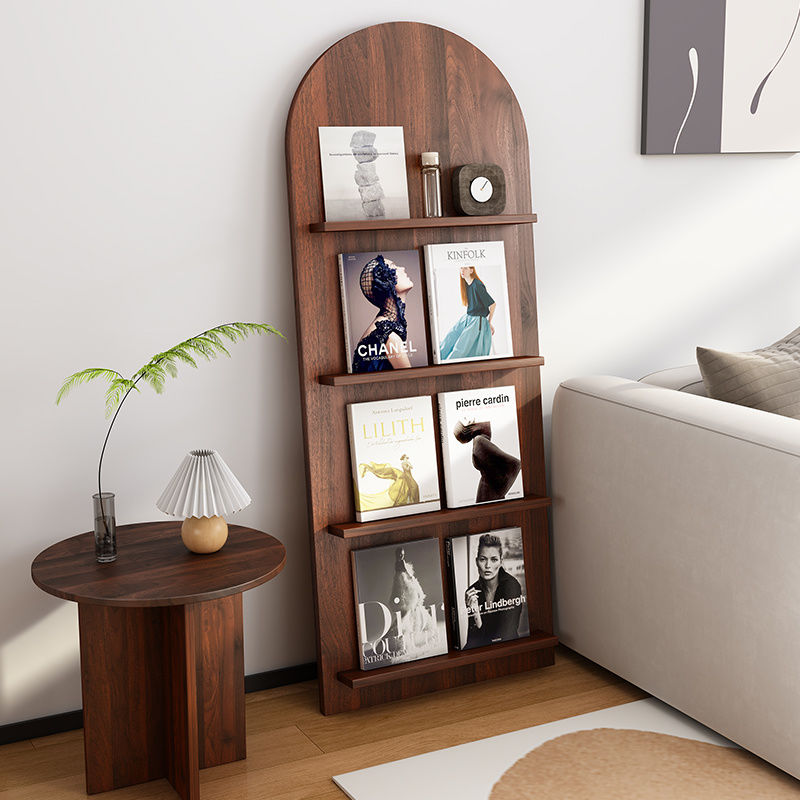 实木书架落地杂志架中古置物架多层收纳架展示架绘本架报刊阅读架