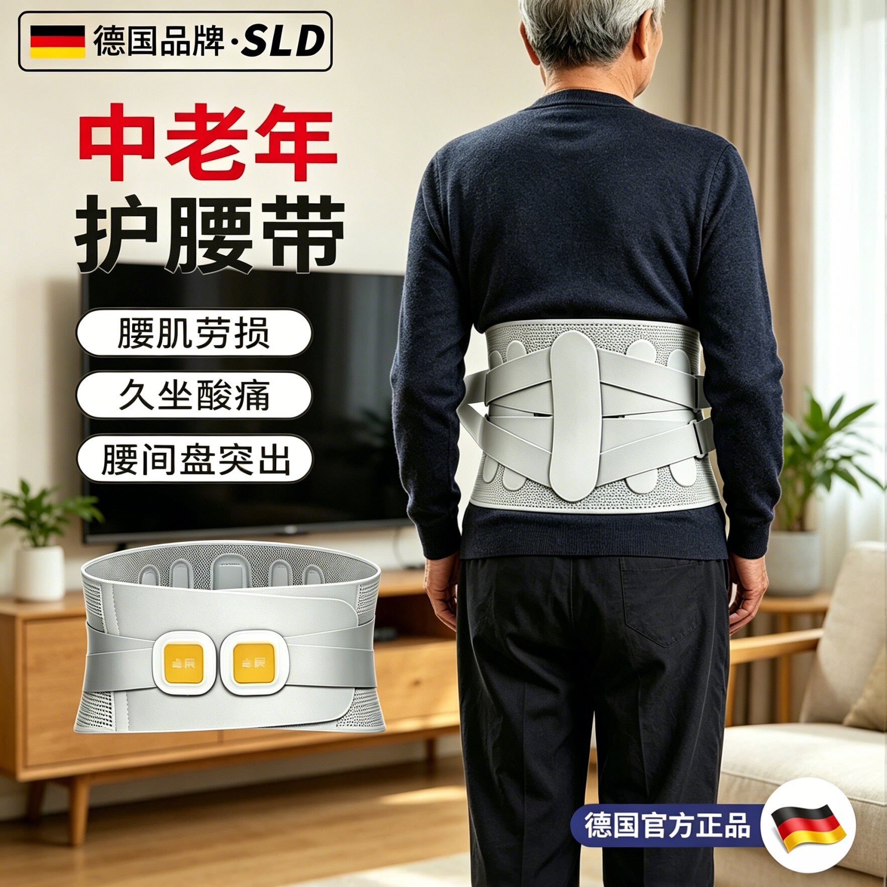 德国-SILANGDUN中老年护腰带腰间盘劳损腰托腰椎突出腰肌久坐神器
