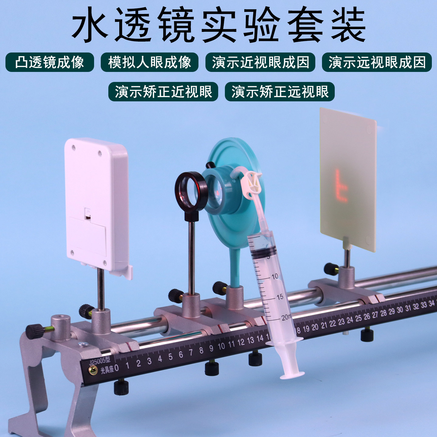 水透镜实验器材模拟眼球成像模型可变焦水凸透镜凹透镜大号晶状体模型物理光学近视眼远视眼的成因矫正及应用