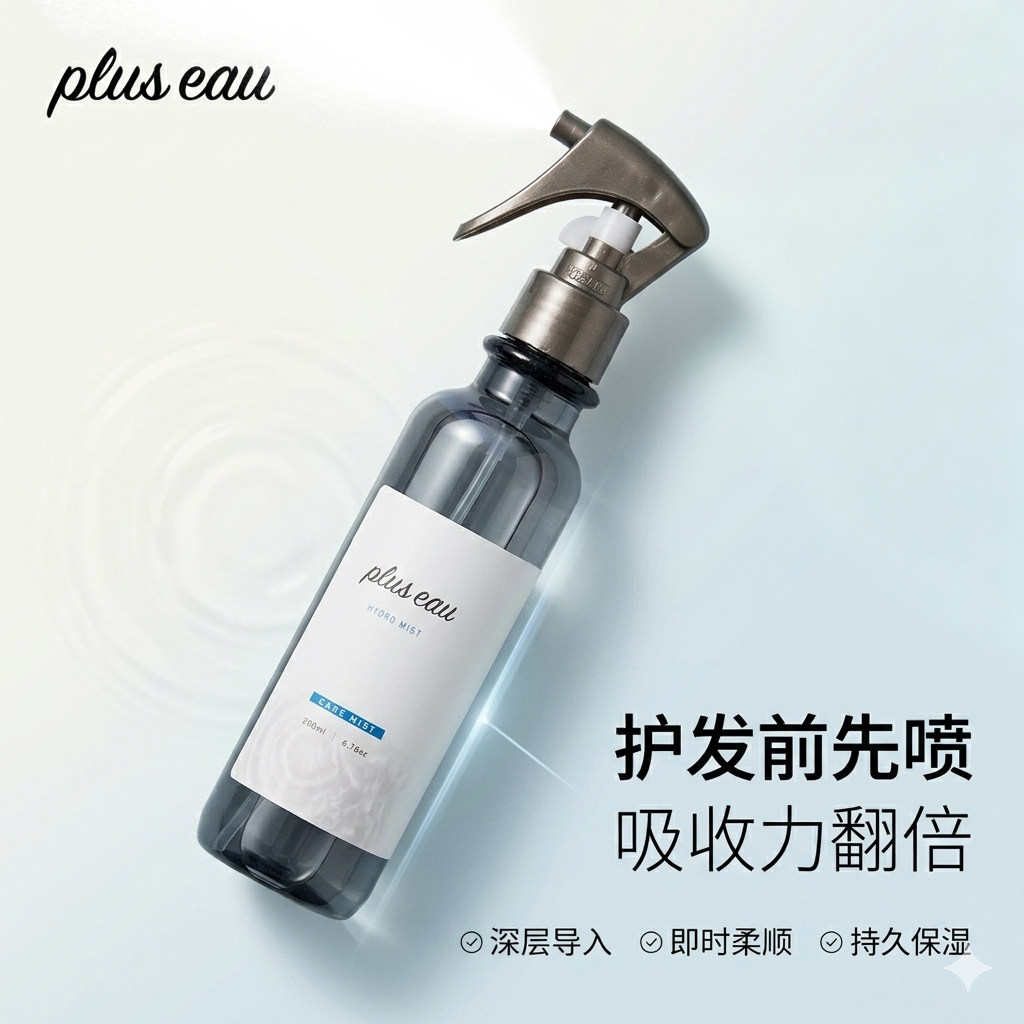plus eau护发喷雾日本进口发丝营养导入喷雾深层修复保湿护理液