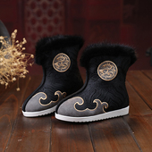 老北京儿童布鞋 民族风绣花鞋 男童靴春季 古风靴子马面裙手工汉服鞋