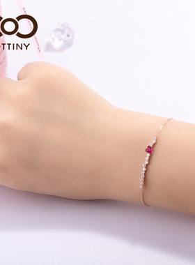 新年礼物银手链卡兔妮小众设计轻奢纯银镀金镶嵌显白银手链年轻款