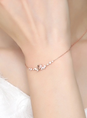 新年礼物玫瑰金手链银轻奢小众精致设计蝴蝶手链女生送女友年轻款