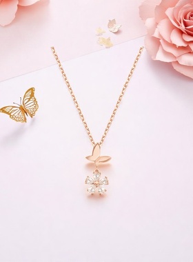 新年礼物纯银蝴蝶项链女款韩版高级感轻奢小众设计锁骨链送女友