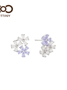 Cottiny卡兔妮韩版樱花纯银镀金新品甜美女友礼耳钉耳环SEB1012