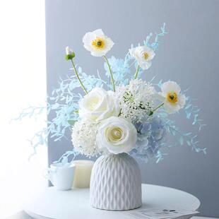 北欧简约蓝色陶瓷花瓶居家摆件客厅玄关插花干花仿真花器创意桌面