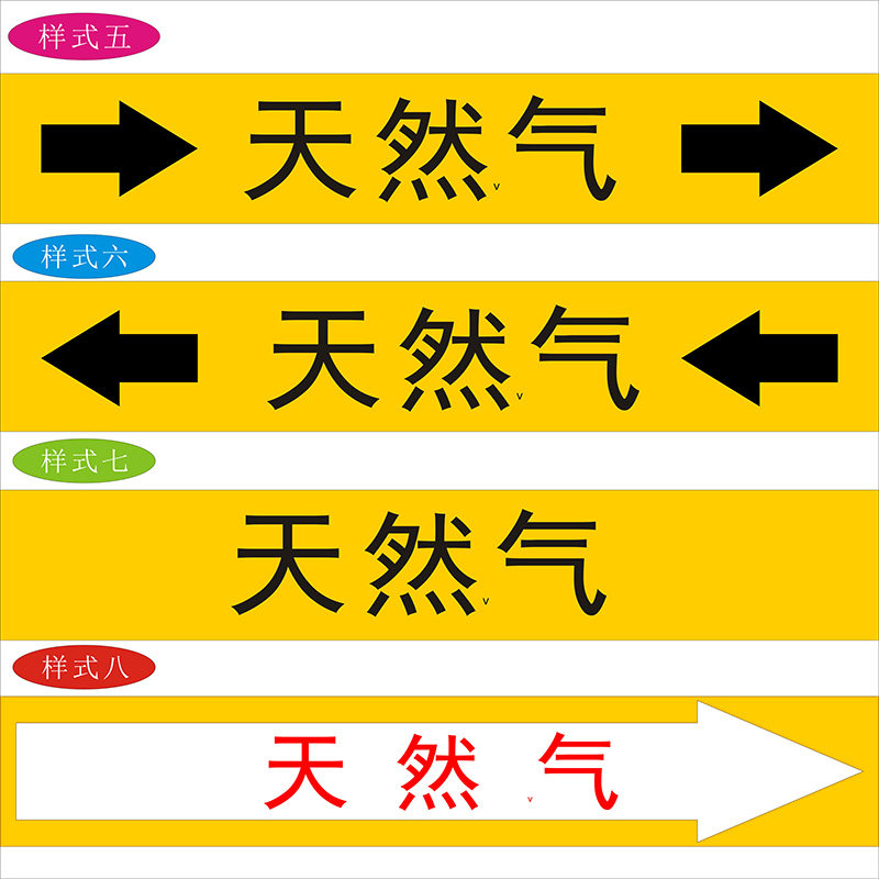 工业管道标识化工流向箭头标贴标识天然气煤气蒸汽管道标签反光膜安全标识标签厂家