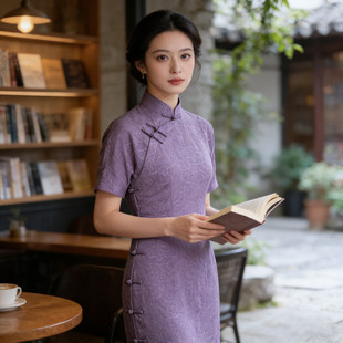 复古中国风女装2026年新款全开襟提花日常改良旗袍连衣裙268003