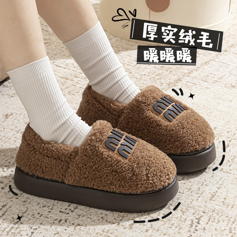 毛绒包跟棉拖鞋女士2025冬季新款