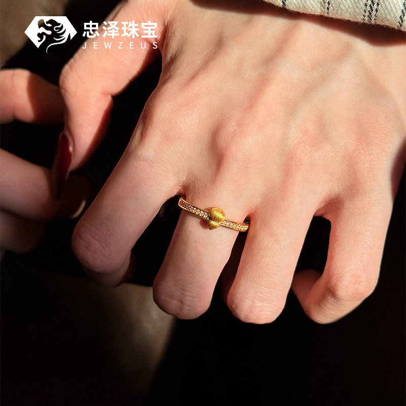 黄金点钻葫芦排戒999足金镶嵌莫桑钻福禄戒指2026新款送女友礼物