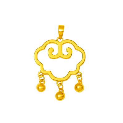 祥云铃铛镂空如意挂坠999足金