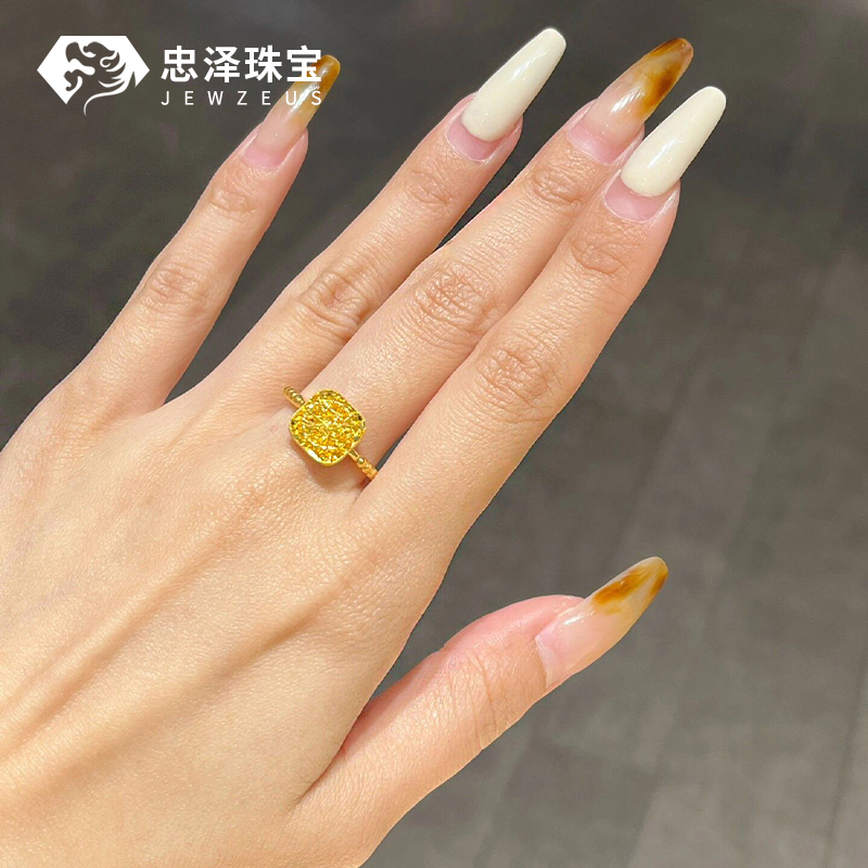 黄金方糖戒指999送女友礼物
