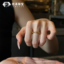 5D黄金珍珠泡泡戒指女999足金镶嵌时尚 百搭高级感送女友老婆礼物